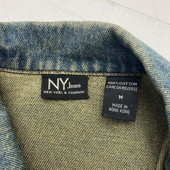 NY Jeans Denim Medium Wash Cotton Button Down Jean Jacket Woman's Medium Y2K - Picture 3 of 11